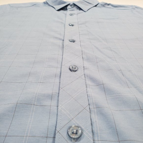 Travis Mathew Shirt Mens XL Blue Windowpane Plaid Performance Button Up Golf - Picture 3 of 14